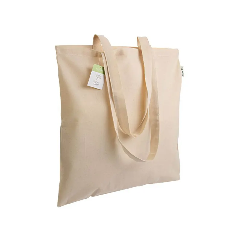 Geantă de cumpărături din bumbac organic, 140 g/m², cu mânere lungi – cu imprimare personalizată