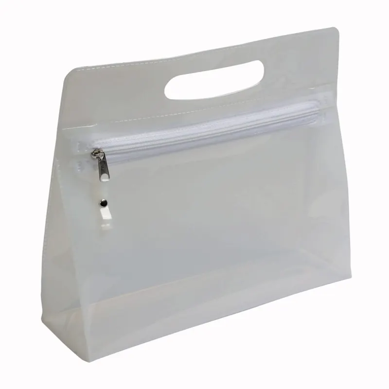 Geantă cosmetică din PVC transparentă, cu fermoar și mâner – cu imprimare personalizată
