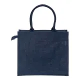 Geantă din iută cu mânere din bumbac. Prezintă închidere cu fermoar – cu imprimare personalizată — fotografia 2