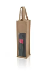 Tote bags iuta pentru o sticla de vin cu fereastra — fotografia 1