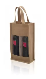 Tote bags iuta pentru doua sticle de vin cu fereastra — fotografia 2