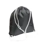 Rucsac din poliester negru 210T, cu închidere cu șnur, colțuri negre întărite – cu imprimare personalizată — fotografia 1