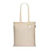 Pungă de cumpărături din bumbac organic, 100 g/m², cu mânere lungi – cu imprimare personalizată — fotografia 2