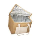 Geantă termoizolantă din iută cu interior argintiu – cu imprimare personalizată — fotografia 3