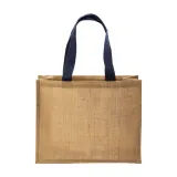 Geantă de cumpărături din iută, cu mânere lungi și pliu lateral – cu imprimare personalizată — fotografia 2