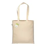 Pungă de cumpărături din bumbac organic, 220 g/m², cu mânere lungi – cu imprimare personalizată — fotografia 2