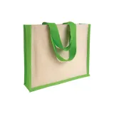 Geantă de cumpărături din pânză și iută, cu pliu lateral – cu imprimare personalizată — fotografia 1