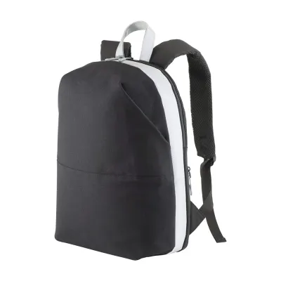 Rucsac din pânză pentru laptop, cu inserții și benzi din piele ecologică de înaltă vizibilitate – cu imprimare personalizată