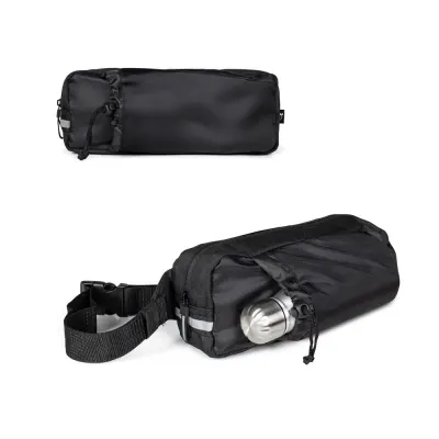 Geantă de talie 300D (finisaj lucios) cu poliester reciclat și 600D cupoliester reciclat cu elemente reflectorizante Delfos Pouch Shiny – cu imprimare personalizată