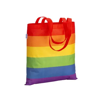 Pungă de cumpărături R-pet „Rainbow” de 80 g/m², cu mânere lungi – cu imprimare personalizată