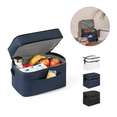 Geantă termică din poliester 600D, reciclat, cu curea reglabilă 14 L Cancun Large – cu imprimare personalizată