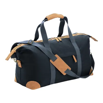Geantă de voiaj din pânză reciclată. Curea de umăr reglabilă și detașabilă, cu catarame metalice – cu imprimare personalizată