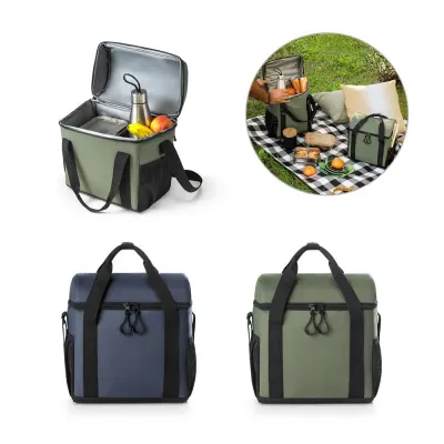 Geantă frigorifică căptușită din poliester reciclat 600D ripstop 11 L Roma M – cu imprimare personalizată
