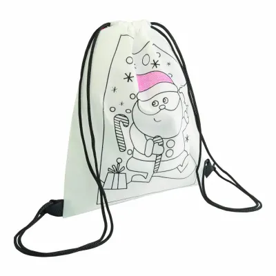 Mini-pungă din material nețesut, cu șnur, cu 5 lumânări (cu motiv de Crăciun) – cu imprimare personalizată