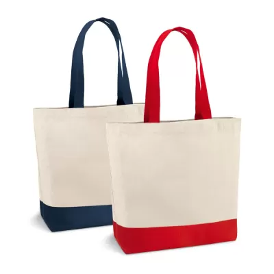 Tote bag din bumbac (280g/m²) cu buzunar interior - mânere si fund colorat - Color Bottom - 40 cm x 46cm x 15 cm