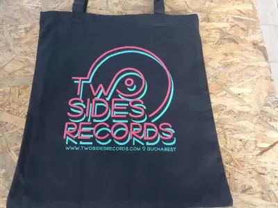 Sacosa cotton bag lh neagra tow sides records