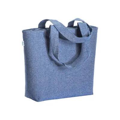 Pungă de cumpărături din bumbac reciclat, de 280 g/m², cu pliu lateral – cu imprimare personalizată