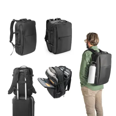 Rucsac de călătorie din poliester 600D reciclat de înaltă densitate pentru laptop de 17.3” Dallas – cu imprimare personalizată