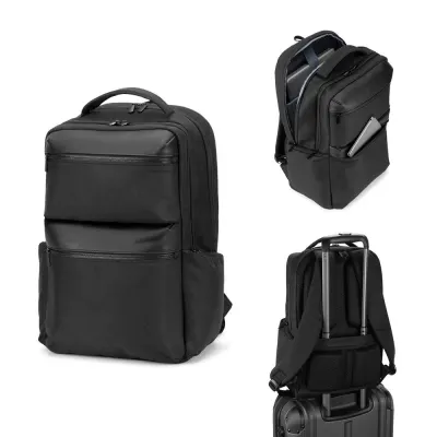 Rucsac din twill reciclat hidrofug cu două buzunare frontale mari, 17'3" Copenhagen – cu imprimare personalizată