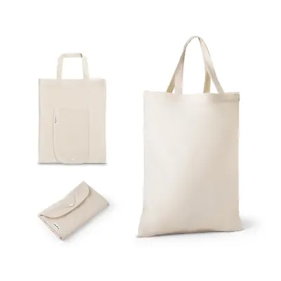 Pungă pliabilă din bumbac (50%), bumbac reciclat (30%) și poliester (20% rPET) (140 g/m²) Beirut – cu imprimare personalizată