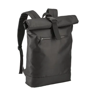 Rucsac din poliester reciclat R-PET și PC (17") cu buzunar exterior cu fermoar – cu imprimare personalizată