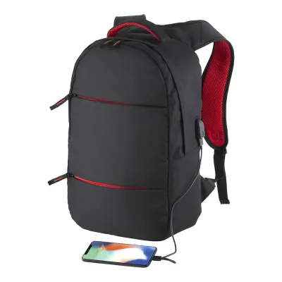 Rucsac din poliester 600D cu compartiment pentru laptop. Compartiment principal pentru laptop și 3 buzunare frontale. Material respirabil – cu imprimare personalizată