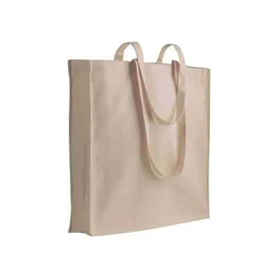Pungă din bumbac de 180 g/m², cu mânere lungi și pliu lateral – cu imprimare personalizată