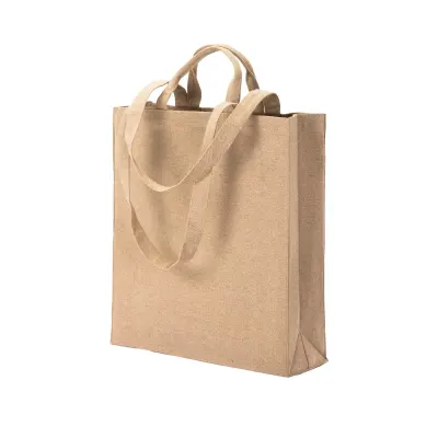 Pungă de cumpărături din bumbac reciclat, de 280 g/m², cu pliuri laterale și mânere duble – cu imprimare personalizată