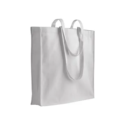 Pungă din bumbac de 180 g/m², cu mânere lungi și pliu lateral – cu imprimare personalizată