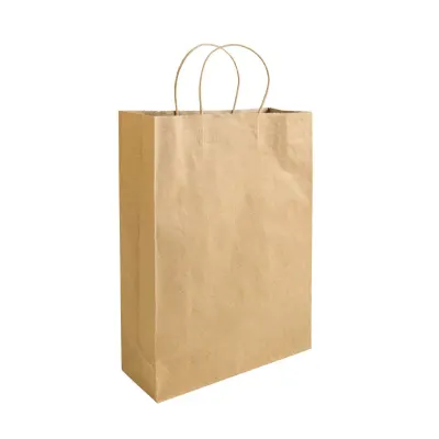 Hârtie 100% reciclată, 100 gr/m², pungă de cumpărături cu pliu lateral din bumbac reciclat din hârtie – cu imprimare personalizată