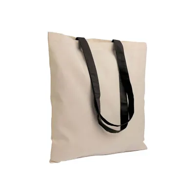 Geantă de cumpărături din bumbac reciclat, naturală, de 140 g/m², cu mânere colorate – cu imprimare personalizată
