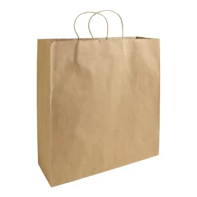 Hârtie 100% reciclată, 100 gr/m², pungă de cumpărături cu pliu lateral din bumbac reciclat din hârtie 100 g/m² – cu imprimare personalizată