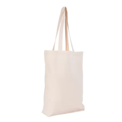 Tote bag cu burduf din bumbac premium de 240g cu mânere lungi 38x42x9cm