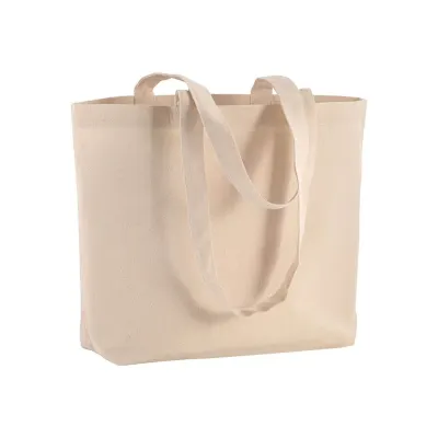 Pungă de cumpărături din bumbac de 120 g/m², cu mânere lungi și întăritură la fund – cu imprimare personalizată