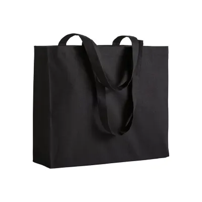 Pungă de cumpărături din bumbac de 200 g/m², cu mânere lungi și pliu lateral – cu imprimare personalizată