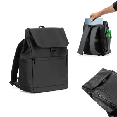 Rucsac pentru laptop (16") din PU, cu clapă care acoperă toate compartimentele Azores Bag – cu imprimare personalizată