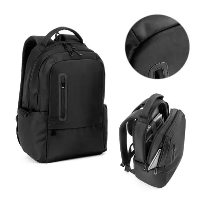 Rucsac pentru laptop (17") din nailon 150D cu 2 compartimente căptușite Boston Solid – cu imprimare personalizată