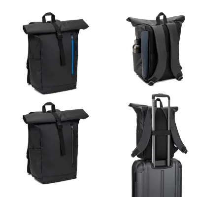 Rucsac Roll Top cu un design cu sistem de fermoare care permite rularea vârfului pentru a se potrivi cu volumul rucsacului, fabricat din poliester reciclat 600D – cu imprimare personalizată