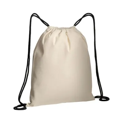 Rucsac din bumbac natural, cu șnur de strângere și colțuri colorate – cu imprimare personalizată