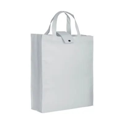 Pungă de cumpărături pliabilă din material nețesut de 80 g/m², cu pliu lateral și mânere scurte – cu imprimare personalizată