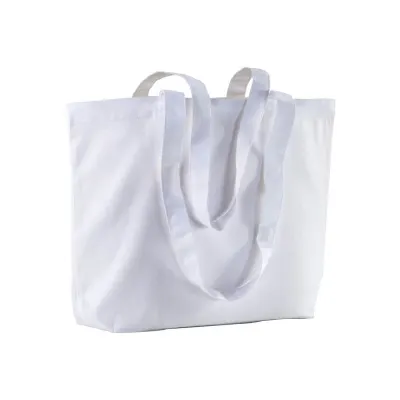 Pungă de cumpărături din bumbac de 120 g/m², cu mânere lungi și întăritură la fund – cu imprimare personalizată
