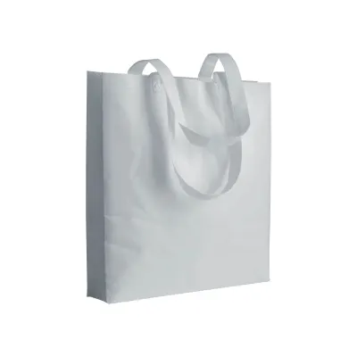 Pungă de cumpărături din material nețesut de 80 g/m², sigilată termic, cu pliu lateral și mânere lungi din non-woven (nețesut) – cu imprimare personalizată