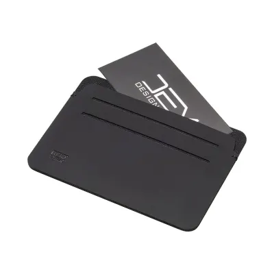 Portcard anti-RFID din PU moale. Cu șase compartimente pentru carduri și logo RFID – cu imprimare personalizată