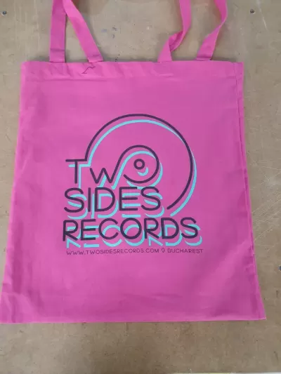 Sacosa cotton bag lh magenta tow sides records