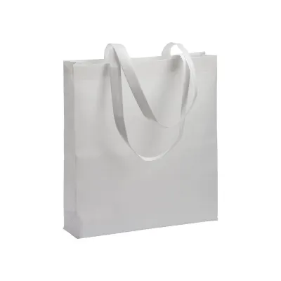 Pungă de cumpărături din R-PET de 80 g/m², sigilată termic, cu pliu lateral – cu imprimare personalizată