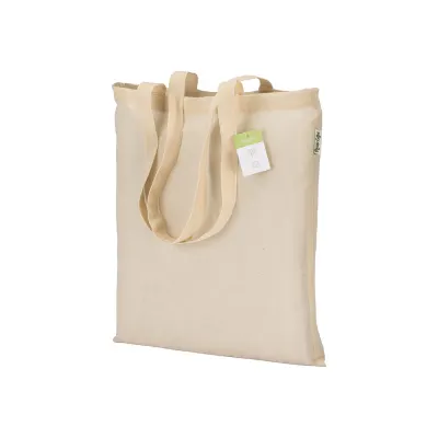 Pungă de cumpărături din bumbac organic de 90 g/m², cu mânere lungi (calitate inferioară standardului) – cu imprimare personalizată
