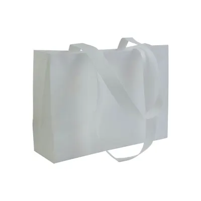 Pungă de cumpărături din material nețesut de 70 g/m², sigilată termic, cu pliu la bază și mânere lungi – cu imprimare personalizată
