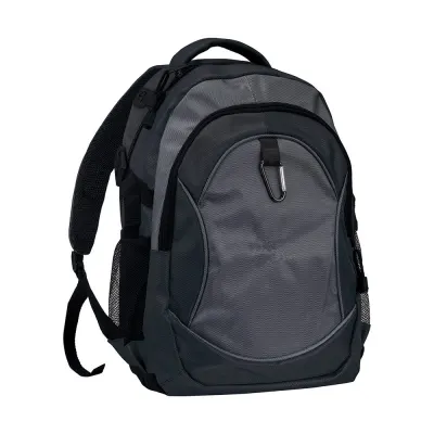 Rucsac din poliester 1680D cu 4 buzunare (două buzunare laterale din plasă) și carabină – cu imprimare personalizată