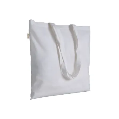 Pungă de cumpărături din bumbac/poliester reciclat, 180 g/m², cu mânere lungi – cu imprimare personalizată