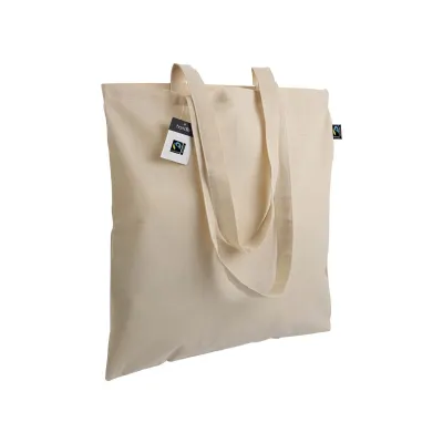 Pungă de cumpărături Fairtrade® de 140 g/m², cu mânere lungi – cu imprimare personalizată